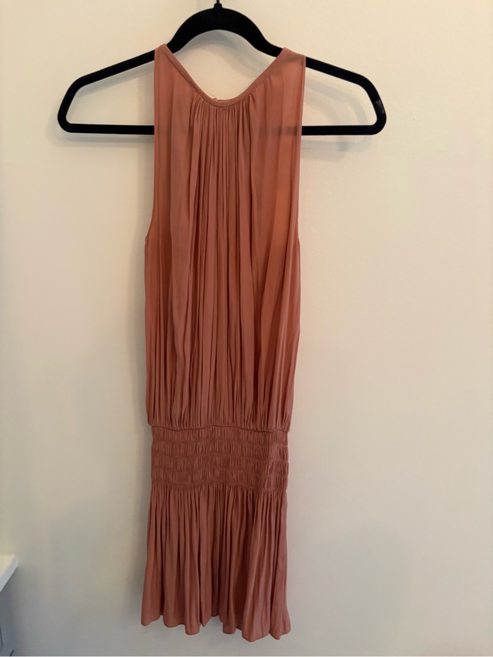 Ramy Brook Clay Sleeveless Pleated Drop-Waist Mini Dress
